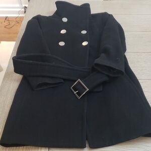 Aritzia Black Military Wool Coat